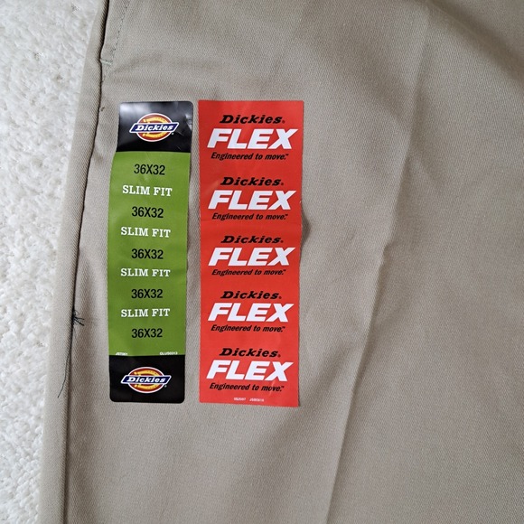 Dickies Twill Work Pants Tan Khaki Flex Slim Fit Men's 36x32 NWT - Picture 4 of 10